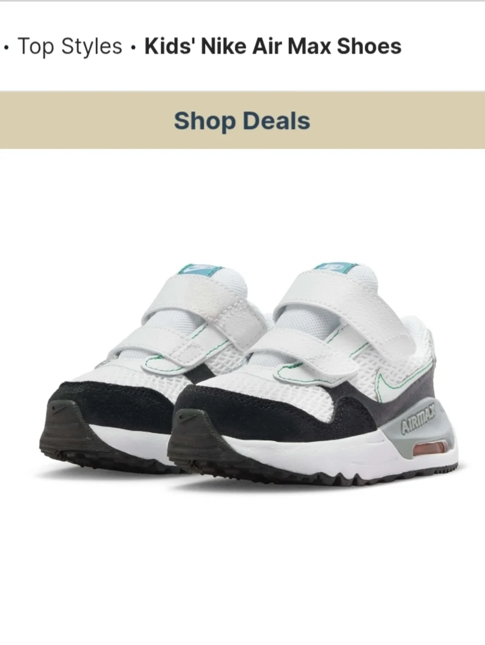 Nike AIR MAX SYSTM Double-Strap Trainers in White, Black & Grey with Mint Accent